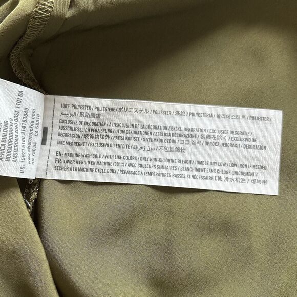 Abercrombie & Fitch Dress Women S Green Button Up Roll Tab Sleeve Casual Preppy - Picture 6 of 15